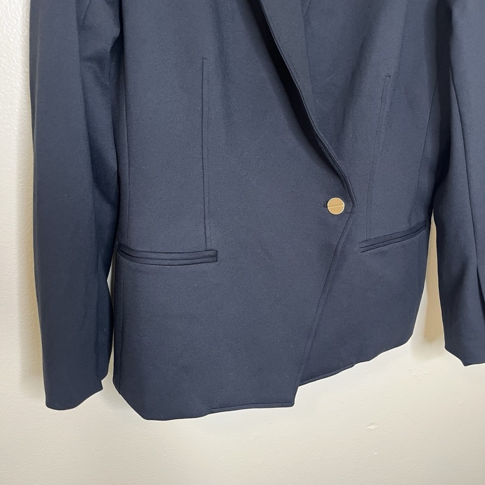 Spanx Jacket 1X Black The Perfect Blazer Ponte One Button Gold Asymmetrical XL - Picture 4 of 13
